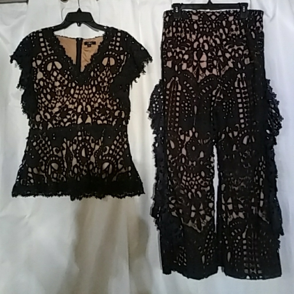 Ladies navy and nude suit